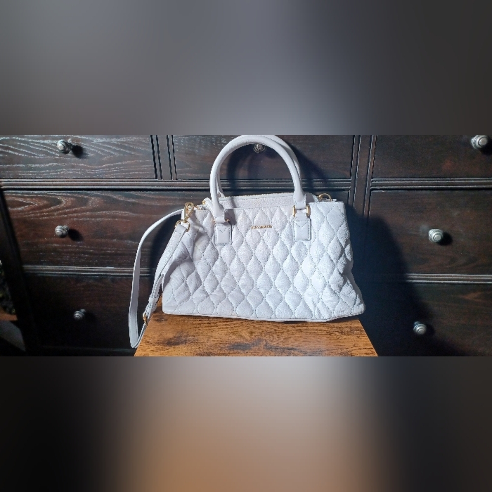 Vera Bradley Gray Quilted Top-Handle Satchel
